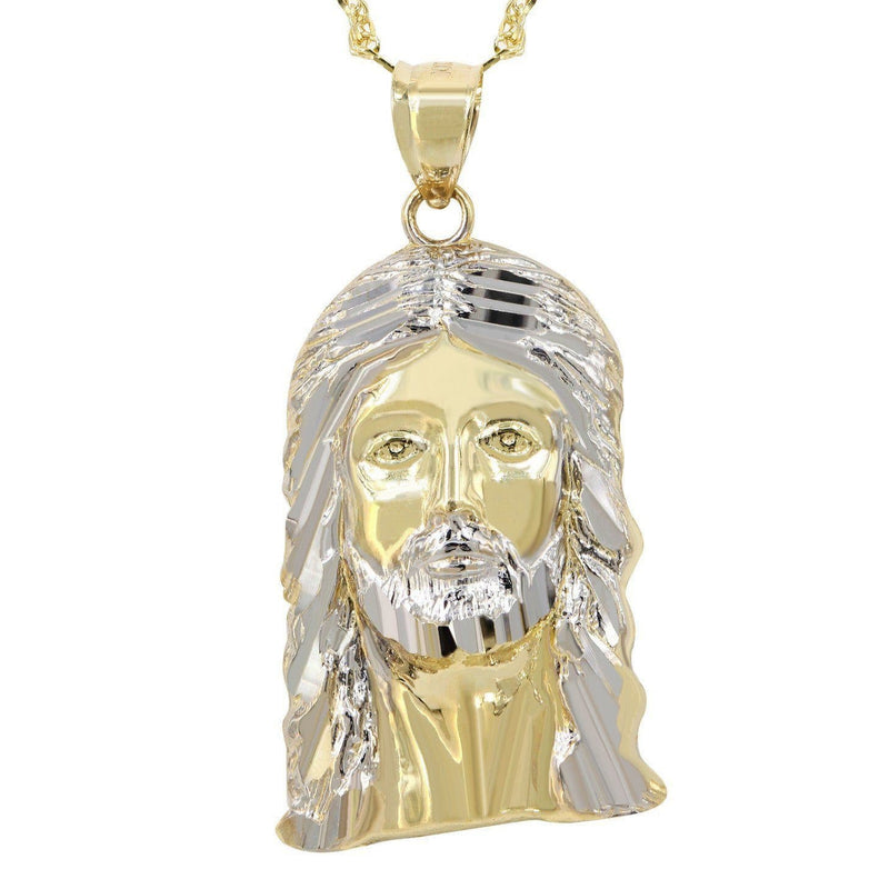 10K Yellow Gold Fancy Link  Jesus Piece Chain | Appx. 6.4 Grams