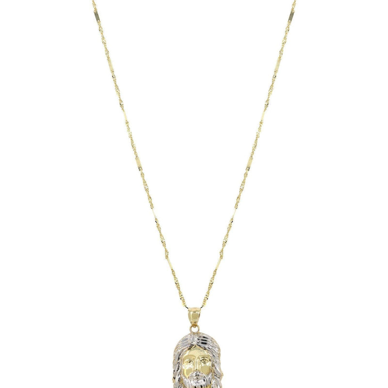 10K Yellow Gold Fancy Link  Jesus Piece Chain | Appx. 6.4 Grams