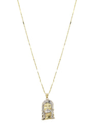 10K Yellow Gold Fancy Link  Jesus Piece Chain | Appx. 6.4 Grams