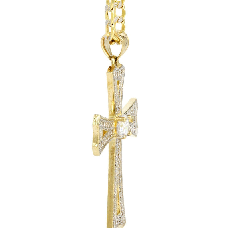 10K Yellow Gold Pave Cross Necklace | Appx. 8.9 Grams