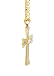 10K Yellow Gold Pave Cross Necklace | Appx. 8.9 Grams