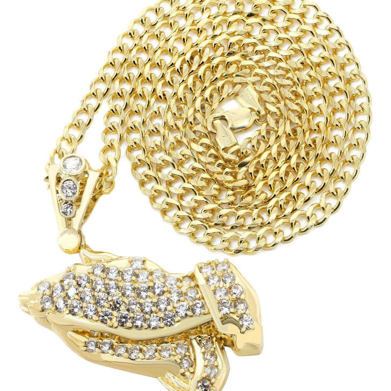 10K Yellow Gold Praying Hands Necklace | Appx. 24.5 Grams