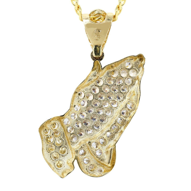 10K Yellow Gold Praying Hands Necklace | Appx. 24.5 Grams