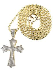 10K Yellow Gold Fancy Link  Gold Cross Necklace | Appx. 12.3 Grams