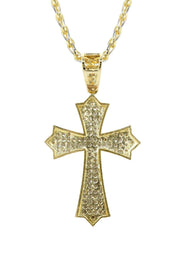 10K Yellow Gold Fancy Link  Gold Cross Necklace | Appx. 12.3 Grams