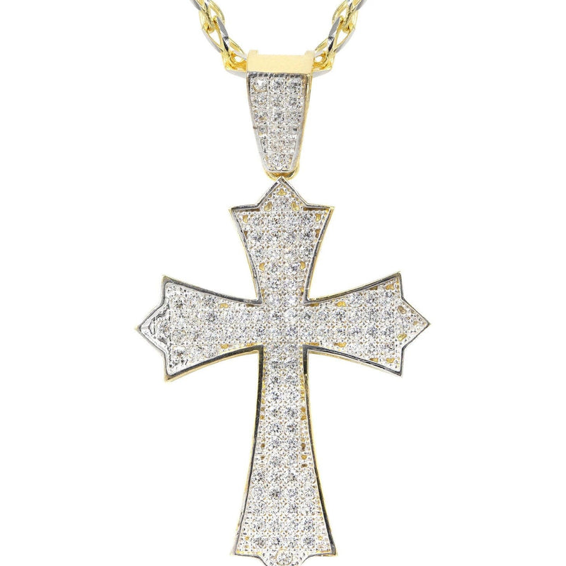 10K Yellow Gold Fancy Link  Gold Cross Necklace | Appx. 12.3 Grams