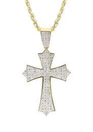 10K Yellow Gold Fancy Link  Gold Cross Necklace | Appx. 12.3 Grams