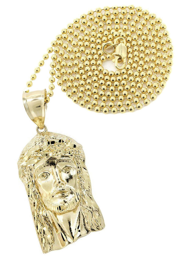 10K Yellow Gold Dog Tag   Jesus Piece Chain | Appx. 8.2 Grams