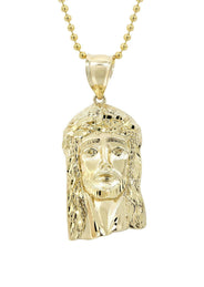 10K Yellow Gold Dog Tag   Jesus Piece Chain | Appx. 8.2 Grams