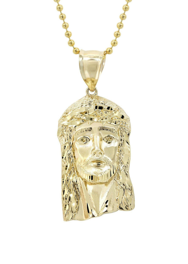 10K Yellow Gold Dog Tag   Jesus Piece Chain | Appx. 8.2 Grams