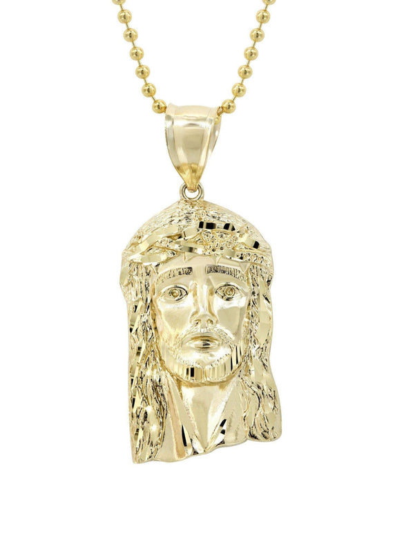 10K Yellow Gold Dog Tag   Jesus Piece Chain | Appx. 8.2 Grams