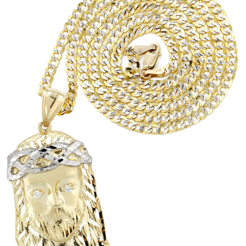 10K Yellow Gold Pave Jesus Piece Chain | Appx. 12.3 Grams