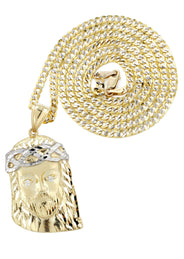 10K Yellow Gold Pave Jesus Piece Chain | Appx. 12.3 Grams