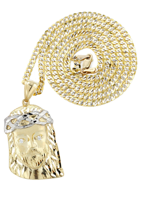 10K Yellow Gold Pave Jesus Piece Chain | Appx. 12.3 Grams