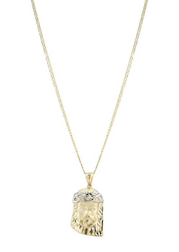 10K Yellow Gold Pave Jesus Piece Chain | Appx. 12.3 Grams