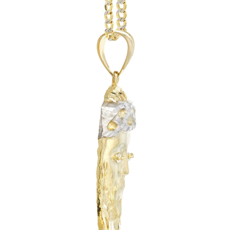 10K Yellow Gold Pave Jesus Piece Chain | Appx. 12.3 Grams