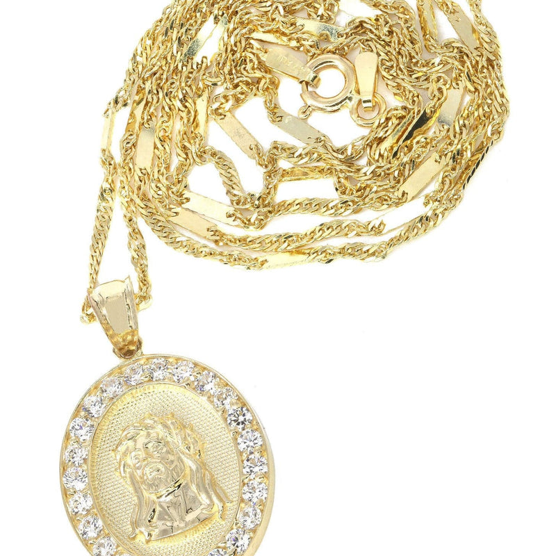 10K Yellow Gold Fancy Link  Jesus Piece Chain | Appx. 5.2 Grams