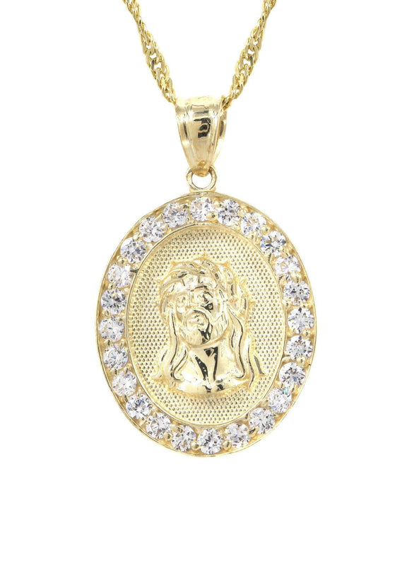 10K Yellow Gold Fancy Link  Jesus Piece Chain | Appx. 5.2 Grams