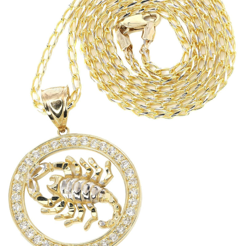 10K Yellow Gold Fancy Link  Scorpio Necklace | Appx. 14.5 Grams