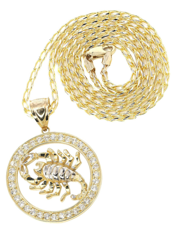 10K Yellow Gold Fancy Link  Scorpio Necklace | Appx. 14.5 Grams