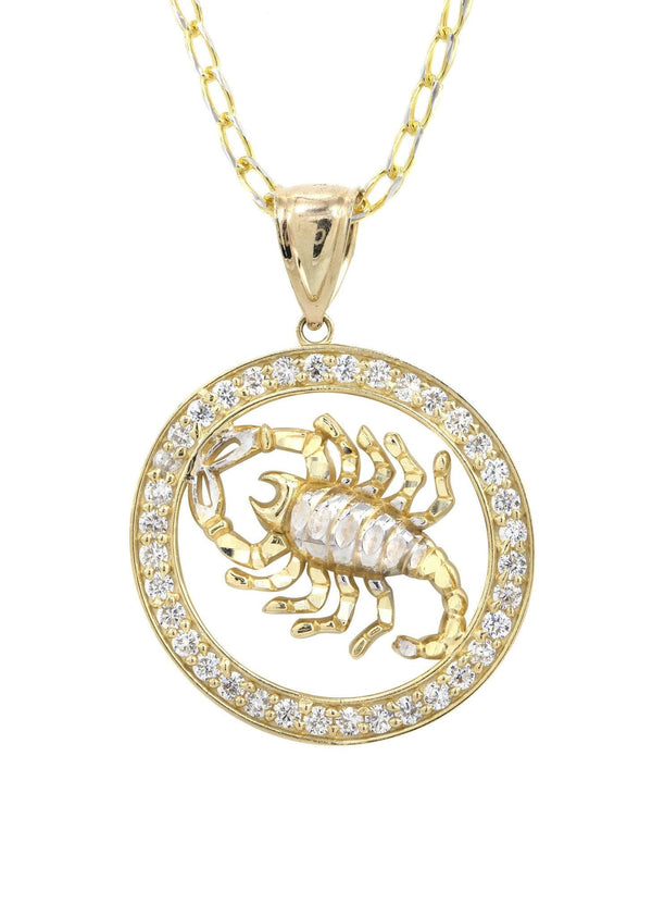 10K Yellow Gold Fancy Link  Scorpio Necklace | Appx. 14.5 Grams