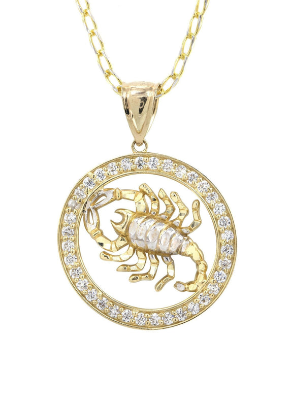 10K Yellow Gold Fancy Link  Scorpio Necklace | Appx. 14.5 Grams