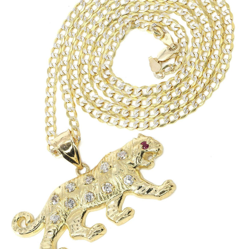 10K Yellow Gold Pave  & Cz Tiger Necklace | Appx. 10.3 Grams