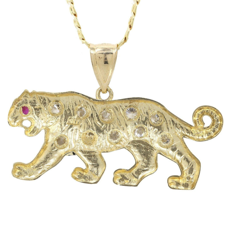 10K Yellow Gold Pave  & Cz Tiger Necklace | Appx. 10.3 Grams