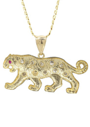 10K Yellow Gold Pave  & Cz Tiger Necklace | Appx. 10.3 Grams