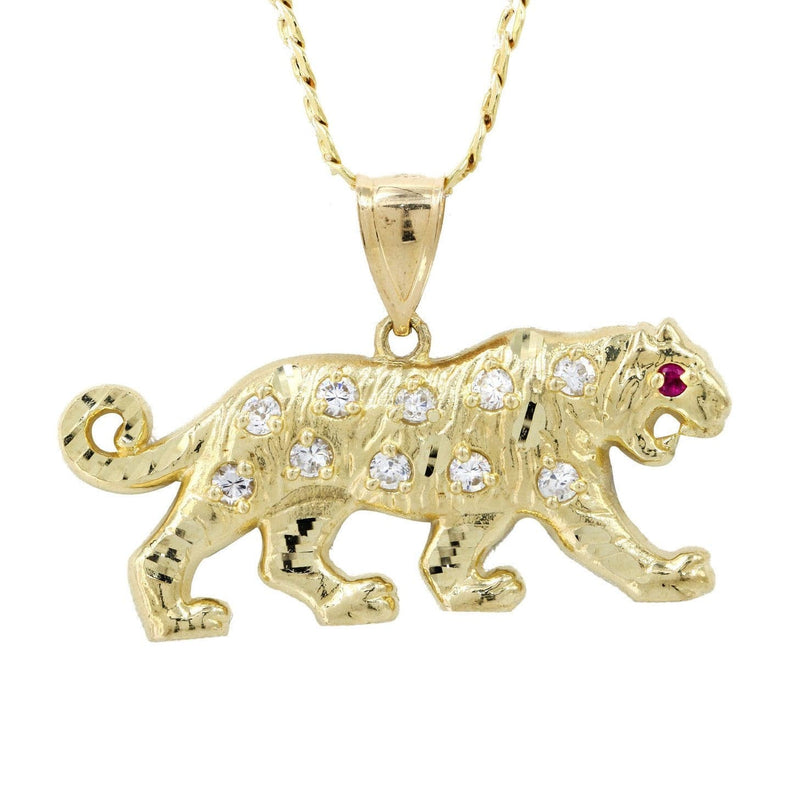 10K Yellow Gold Pave  & Cz Tiger Necklace | Appx. 10.3 Grams