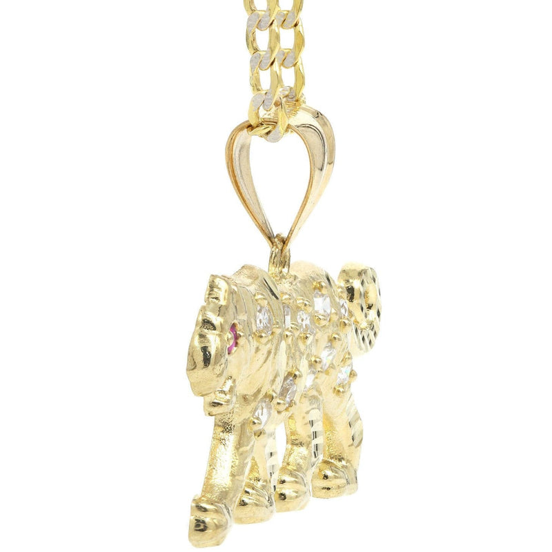 10K Yellow Gold Pave  & Cz Tiger Necklace | Appx. 10.3 Grams