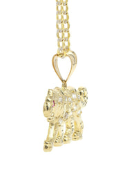 10K Yellow Gold Pave  & Cz Tiger Necklace | Appx. 10.3 Grams