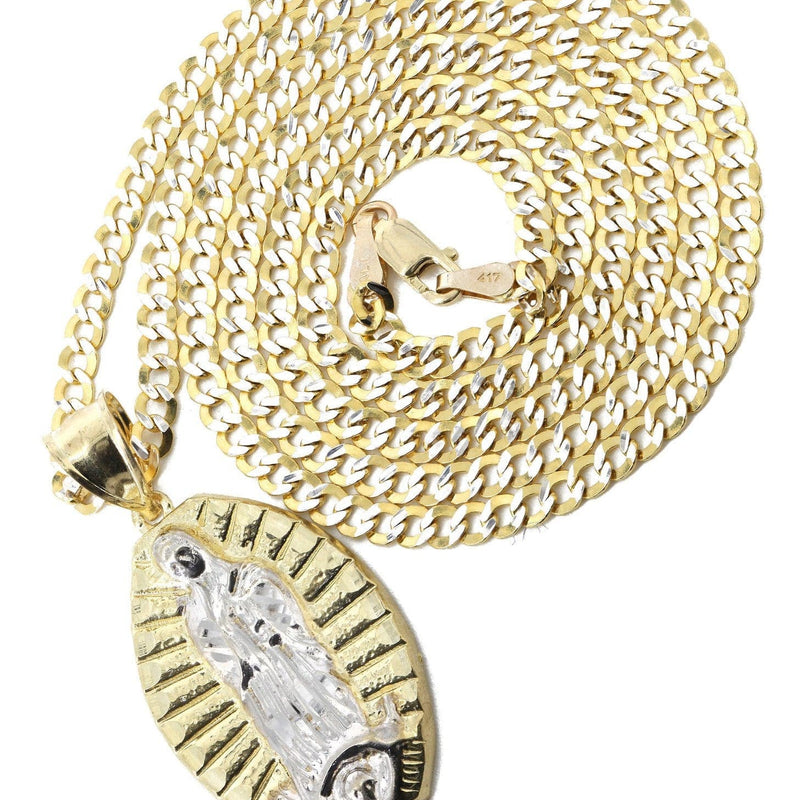 10K Yellow Gold Pave  & Virgin Mary Piece Chain | Appx. 9 Grams