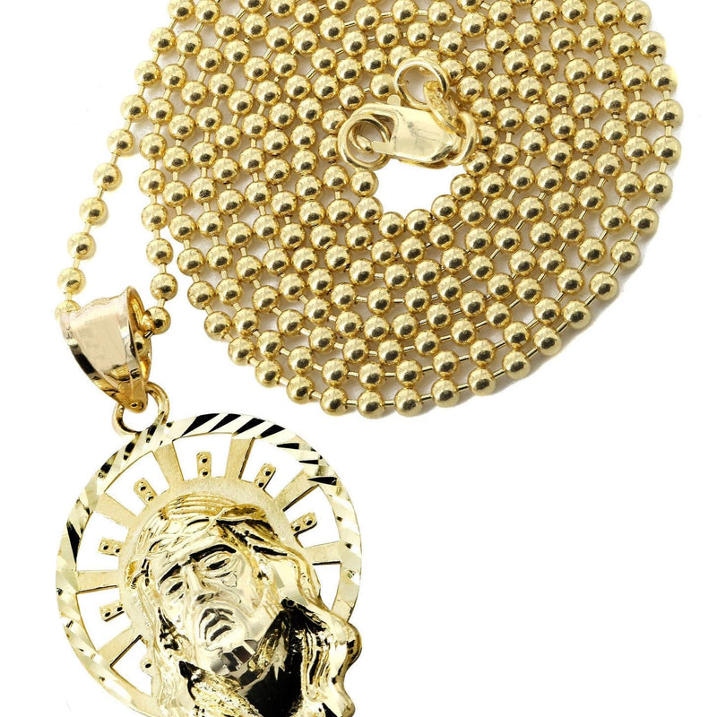10K Yellow Gold Dog Tag  Jesus Piece Chain | Appx. 8.5 Grams