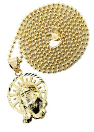 10K Yellow Gold Dog Tag  Jesus Piece Chain | Appx. 8.5 Grams
