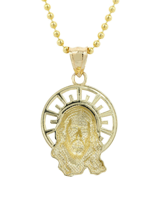 10K Yellow Gold Dog Tag  Jesus Piece Chain | Appx. 8.5 Grams