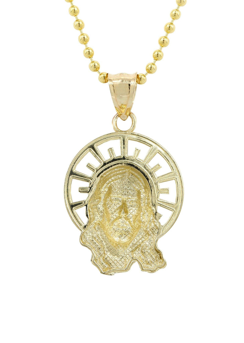 10K Yellow Gold Dog Tag  Jesus Piece Chain | Appx. 8.5 Grams