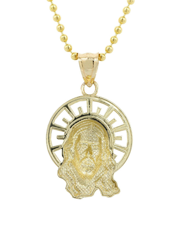 10K Yellow Gold Dog Tag  Jesus Piece Chain | Appx. 8.5 Grams