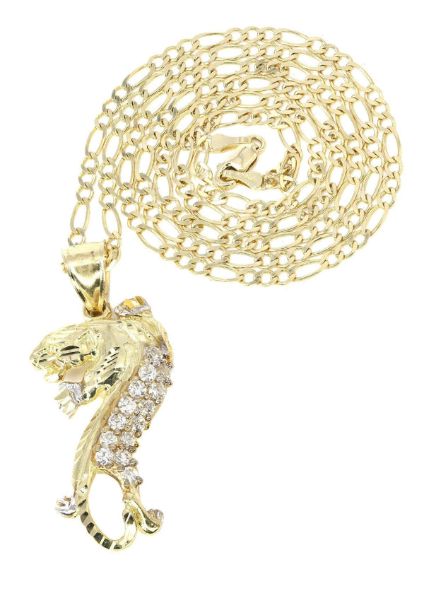 10K Yellow Gold Figaro  Tiger Necklace | Appx. 12 Grams