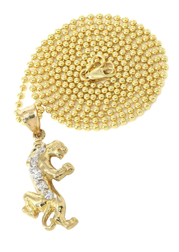 10K Yellow Gold Dog Tag Tiger Necklace | Appx. 9 Grams