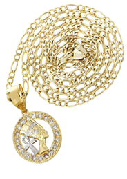 10K Yellow Gold Figaro  Pharaoh Necklace | Appx. 10.2 Grams