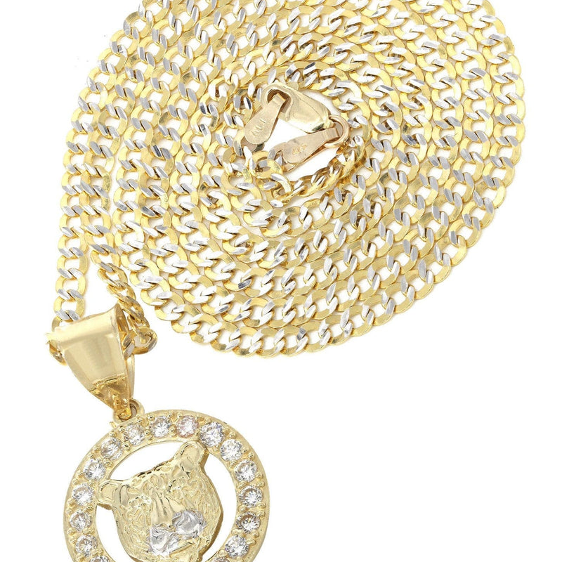10K Yellow Gold Pave  & Cz Bear Necklace | Appx. 9.4 Grams