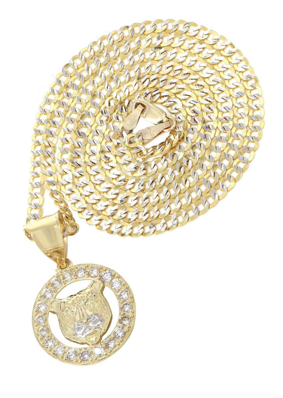 10K Yellow Gold Pave  & Cz Bear Necklace | Appx. 9.4 Grams