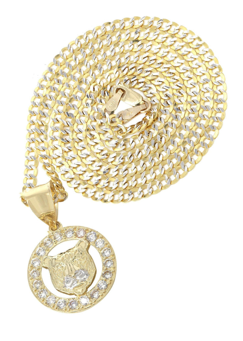 10K Yellow Gold Pave  & Cz Bear Necklace | Appx. 9.4 Grams