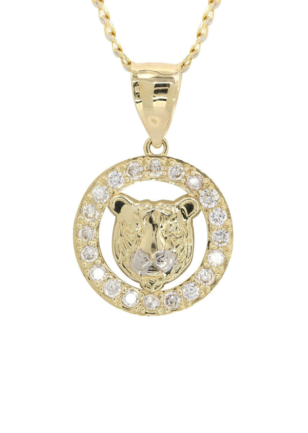 10K Yellow Gold Pave  & Cz Bear Necklace | Appx. 9.4 Grams