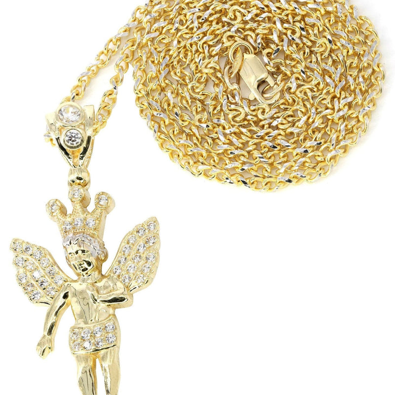 10K Yellow Gold Fancy Link  Angel Necklace| Appx. 10 Grams