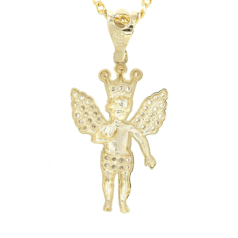 10K Yellow Gold Fancy Link  Angel Necklace| Appx. 10 Grams