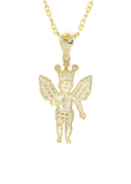 10K Yellow Gold Fancy Link  Angel Necklace| Appx. 10 Grams