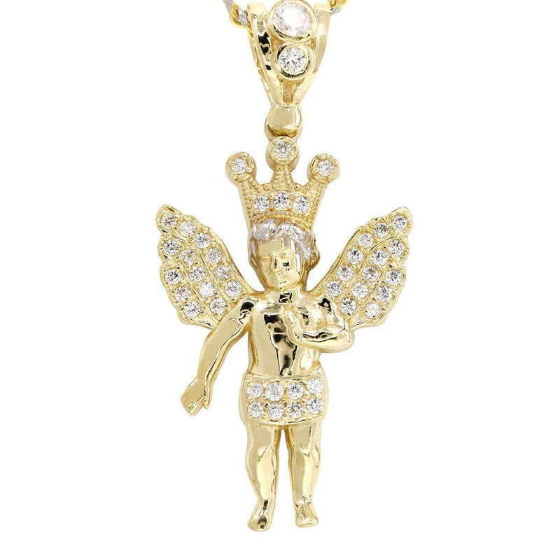 10K Yellow Gold Fancy Link  Angel Necklace| Appx. 10 Grams