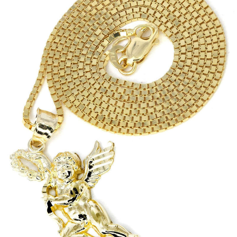 10K Yellow Gold Box  Angel Necklace | Appx. 6.3 Grams